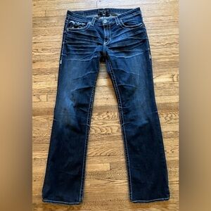 Big Star Miki Jeans Dark Wash Bootcut Flap Pockets 30R